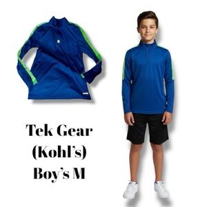 tek gear (Kohl’s) Top Blue Activewear Athletic Pullover 1/4 Zip Boy’s M 10-12 🍭